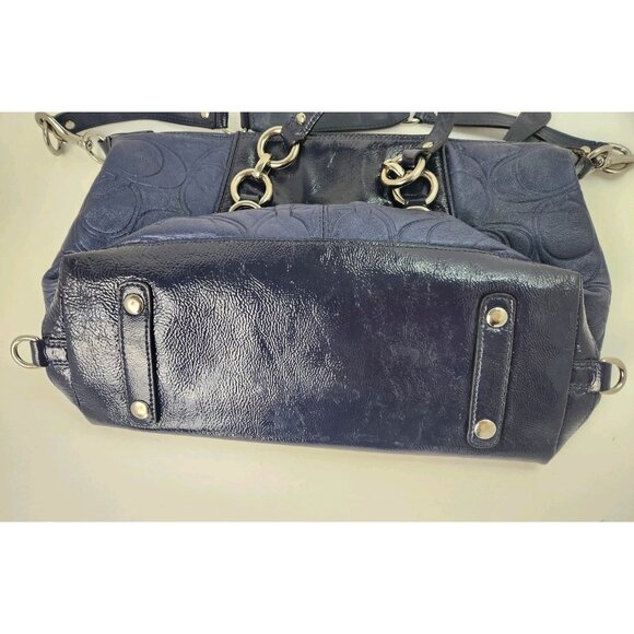 Coach Ashley Blue Patent Leather Satchel Handbag Purse F19449 - Picture 5 of 13
